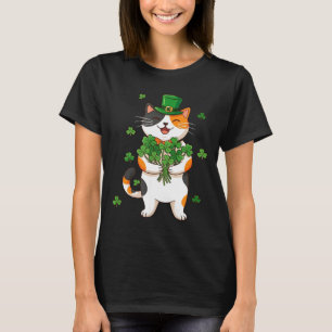 St patricks day calico cat with leprechaun hat and T-Shirt