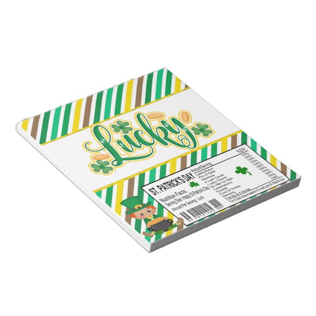 St. Patricks Day Candy Bar Wrapper Party Favours Notepad (Angled)