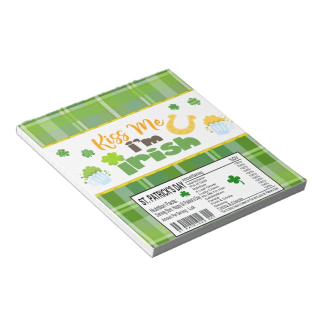 St. Patricks Day Candy Bar Wrapper Party Favours Notepad (Angled)