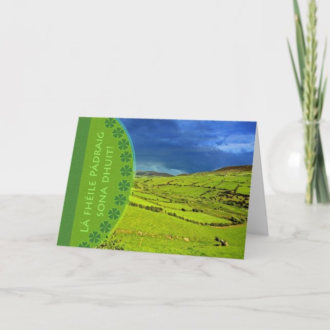 St. Patrick's Day Card in Irish Gaelic, Landscape (Front)