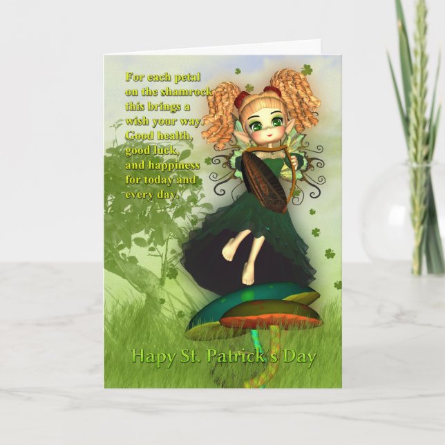 St. Patrick's Day Card - Shamrock Irish Fairy (Front)