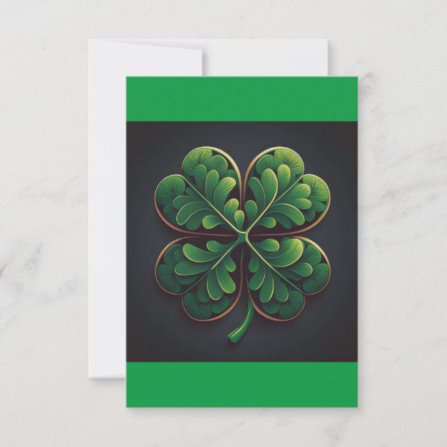St. Patrick's Day Card With a Four Leaf Clover (Front)