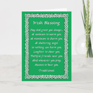 St Patrick's Day Card with Irish Blessing on Green