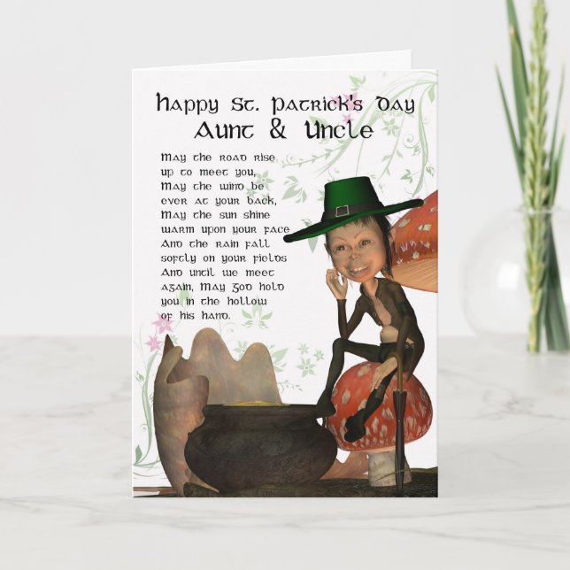 St. Patrick's Day Card With Leprechaun Aunt & Uncl (Front)