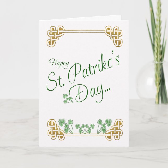 St Patrick's Day Card With Shamrock Celtic Knot (Front)