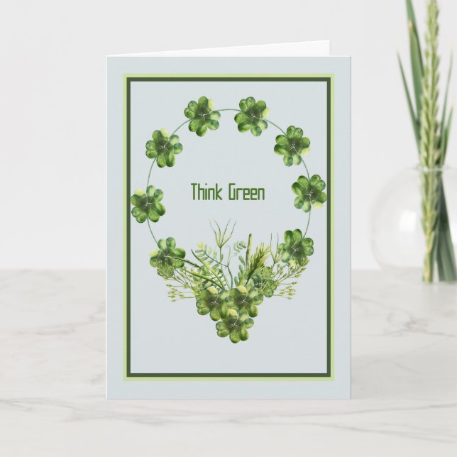 St. Patrick's Day Card with Shamrock Wreath (Front)