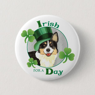 St. Patrick's Day Cardigan Welsh Corgi 6 Cm Round Badge