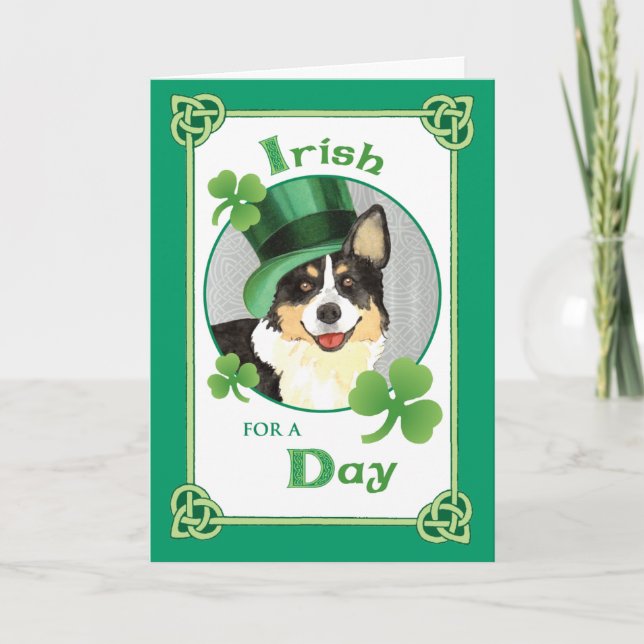St. Patrick's Day Cardigan Welsh Corgi Card (Front)