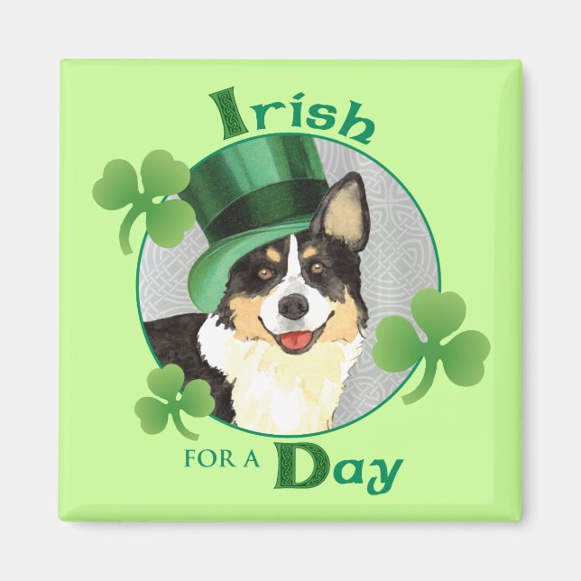 St. Patrick's Day Cardigan Welsh Corgi Magnet (Front)