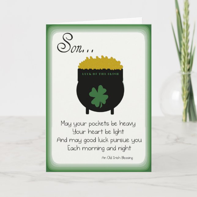 St. Patrick's Day Cards for Son (Front)
