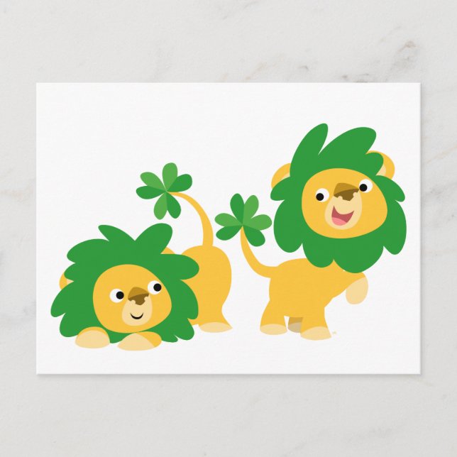 St Patrick's Day Cartoon Lions postcard (Front)