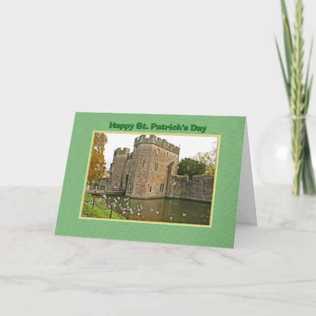 St Patrick's Day Castle and Moat with Seagulls Card (Front)