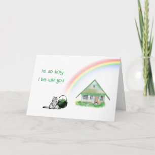 St. Patrick's Day Cat and Rainbow Card