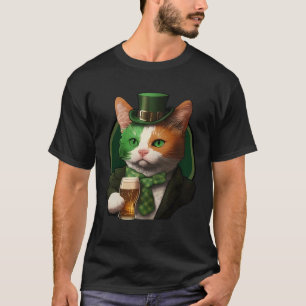 St Patricks Day Cat Calico Beer Cute Drinkin St Pa T-Shirt