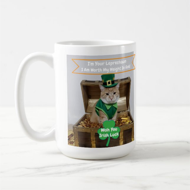 St Patrick's Day Cat Humor  Coffee Mug (Left)