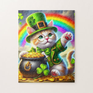 St Patrick's Day Cat Jigsaw Puzzle