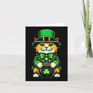 St Patrick's Day Cat Leprechaun Cat Irish Shamrock Card