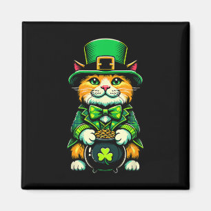 St Patrick's Day Cat Leprechaun Cat Irish Shamrock Magnet