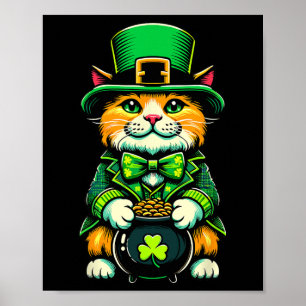 St Patrick's Day Cat Leprechaun Cat Irish Shamrock Poster