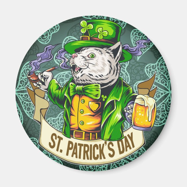St. Patrick's Day Cat Magnet (Front)