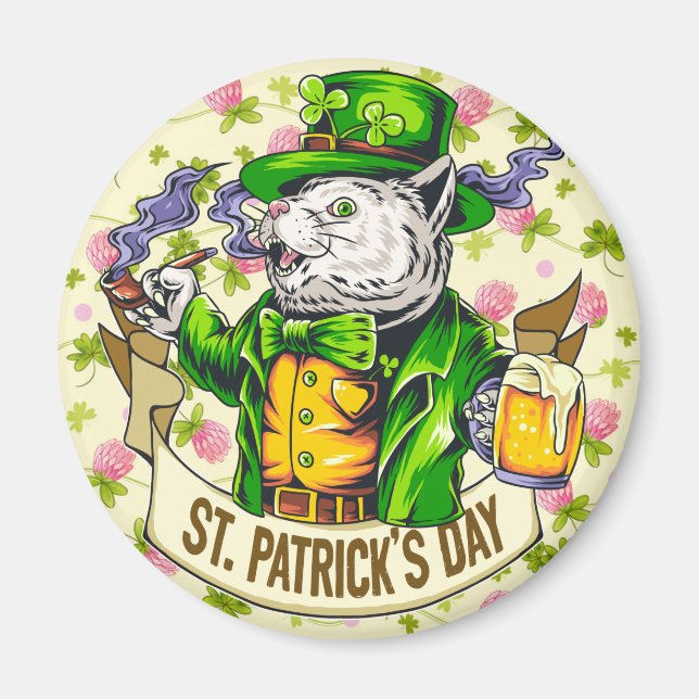 St. Patrick's Day Cat Magnet (Front)