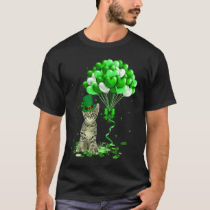 St Patricks Day Cat Shamrock Balloons Go Lucky St T-Shirt