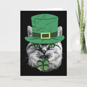 St Patricks Day Cat Shamrock For Men Women Celebra Card