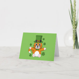 St Patrick's Day Cat Shamrocks Cartoon Add Text Card
