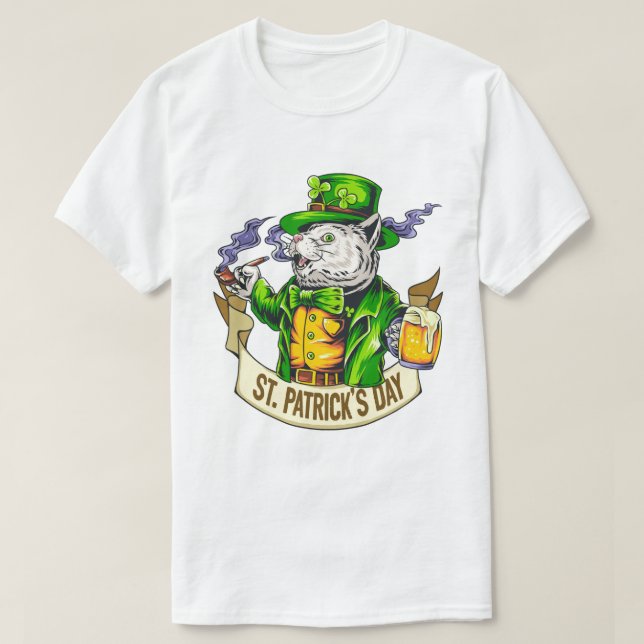 St. Patrick's Day Cat T-Shirt (Design Front)