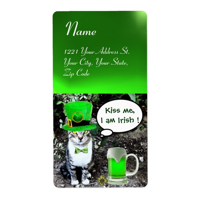 ST PATRICK'S  DAY CAT  WITH GREEN IRISH BEER (Front)