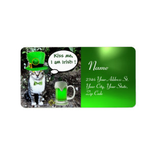 ST PATRICK'S  DAY CAT  WITH GREEN IRISH BEER LABEL