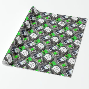 ST PATRICK'S  DAY CAT  WITH GREEN IRISH BEER WRAPPING PAPER