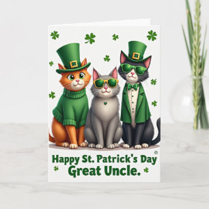 St Patricks Day Cats Great Uncle Card