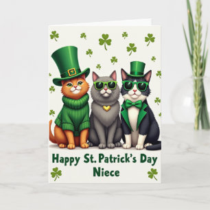 St Patricks Day Cats Niece Card