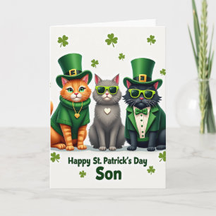 St Patricks Day Cats Son Card