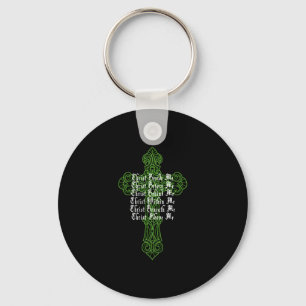 St Patrick's Day Celtic Cross Prayer Christian Att Key Ring