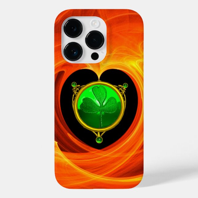 ST PATRICK'S DAY CELTIC HEART,SHAMROCK IN ORANGE Case-Mate iPhone CASE (Back)