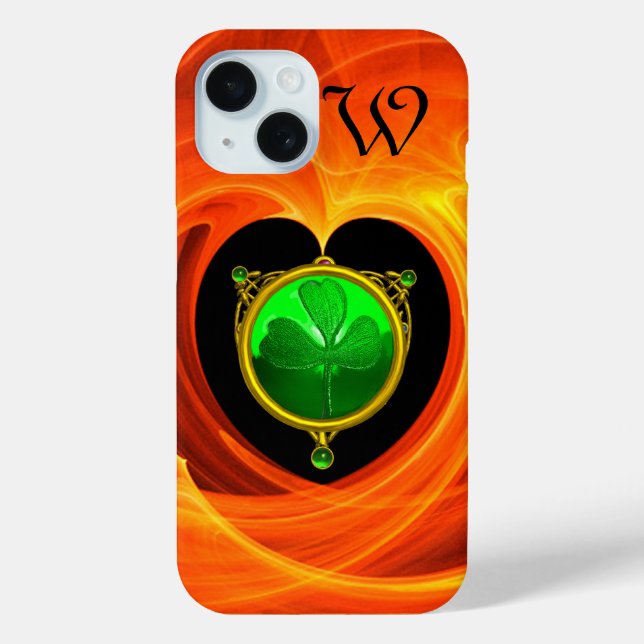 ST PATRICK'S DAY CELTIC HEART SHAMROCK MONOGRAM Case-Mate iPhone CASE (Back)