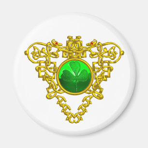 ST. PATRICK'S DAY CELTIC HEART SHAMROCK White Magnet
