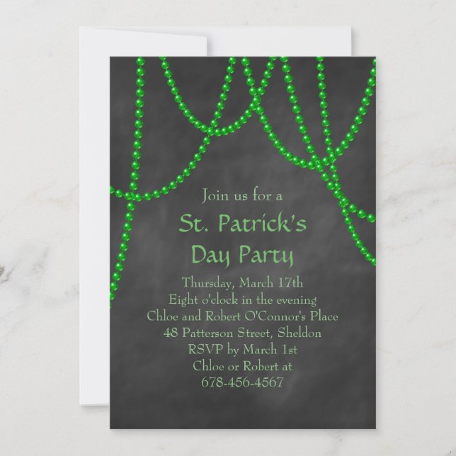 St. Patrick's Day Chalkboard Party Invitation (Front)