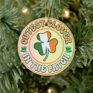 St. Patrick's Day Charm Cutest Clover in the Patch Ceramic Ornament