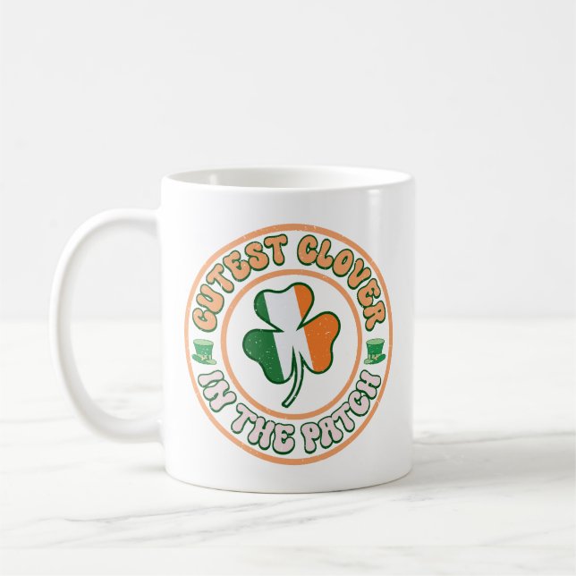 St. Patrick's Day Charm Cutest Clover in the Patch Coffee Mug (Left)