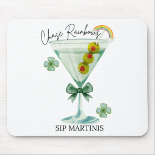 St Patricks Day Chase Rainbows Sip Martinis Shamro Mouse Pad