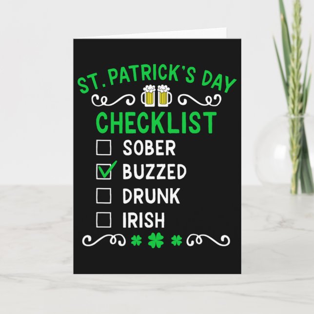 St Patricks Day Checklist 1  Card (Front)