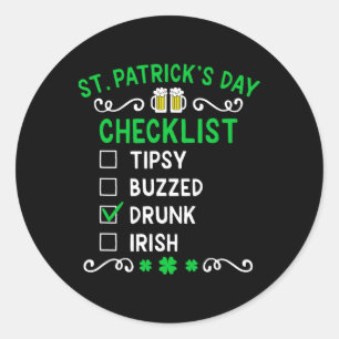 St Patricks Day Checklist Classic Round Sticker