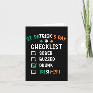 St Patricks Day Checklist Drunk Card