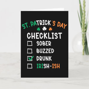St Patricks Day Checklist Drunk Card