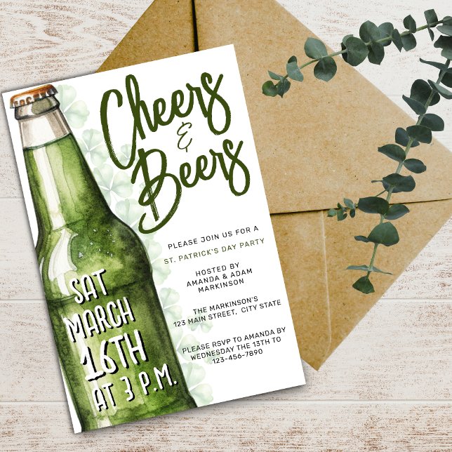 St. Patricks Day Cheers and Beers Green Party Invitation (Creator Uploaded)