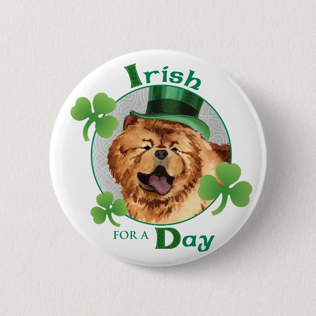 St. Patrick's Day Chow 6 Cm Round Badge (Front)