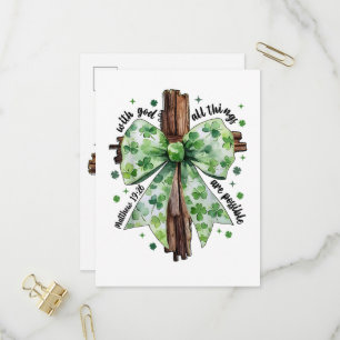 St. Patrick's Day Christian Faith Clover Shamrock Invitation Postcard